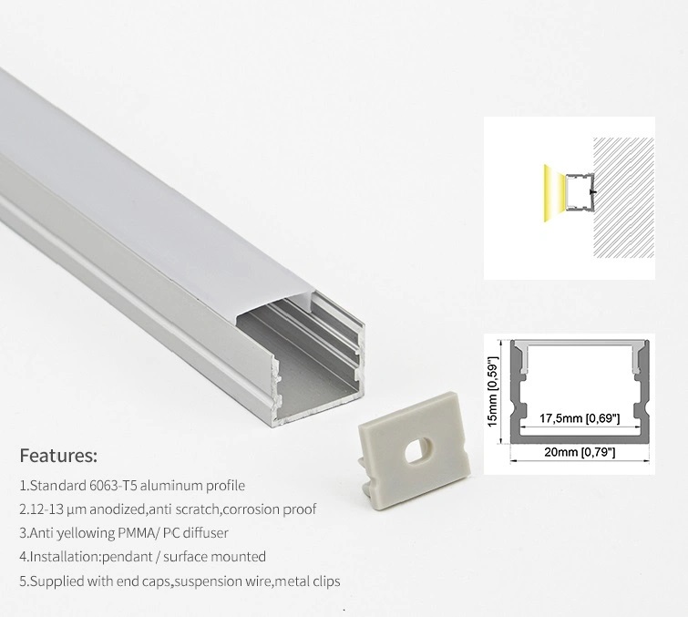 LED Aluminium profile for LED strip 2015B